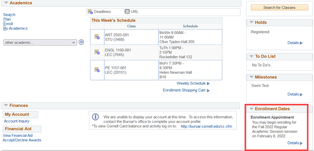 Check under the heading "Enrollment Information"