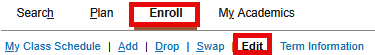 Enrollment Screen with red box around Edit link.