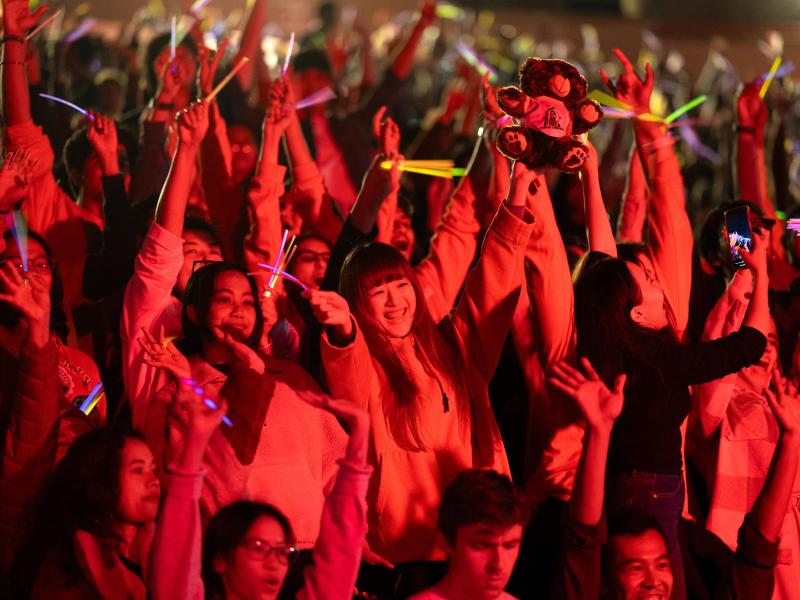 Cornellians celebrate at homecoming.